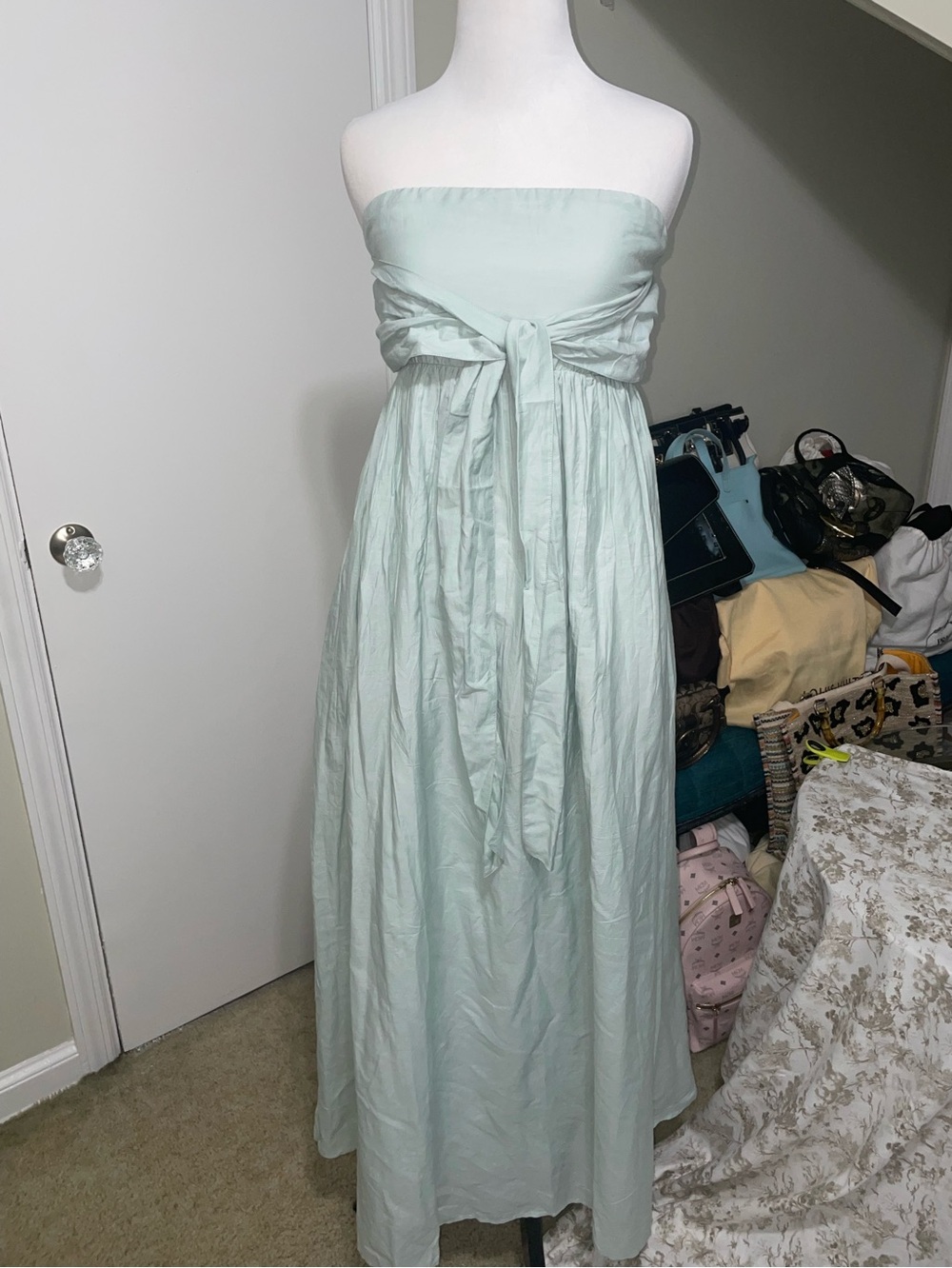 sundays Strapless Maxi Dress with Front Tie